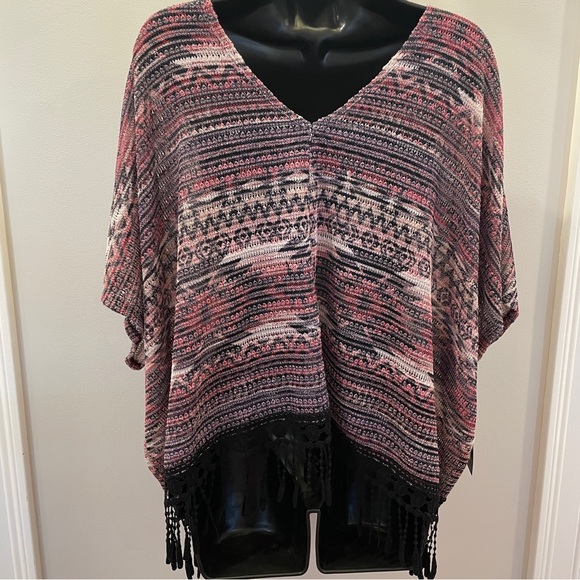 Women's Multicolor Knit Poncho Top - Picture 4 of 6
